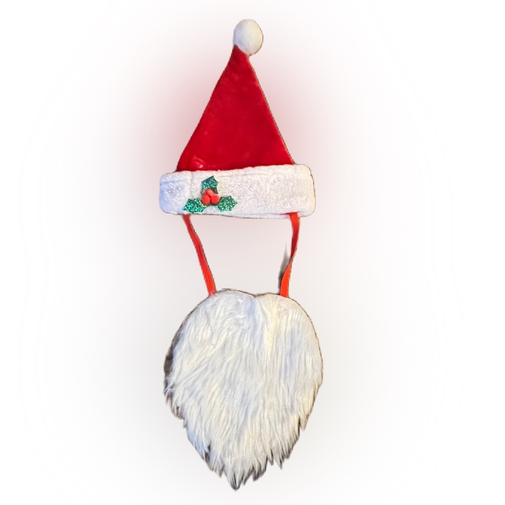 Pet Christmas Hat with attached Santa Beard 🎅🏼